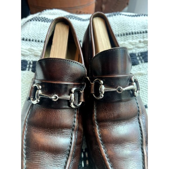 MAISON FORTE Seville Leather Horsebit Apron Toe Loafer Sz 9 Mahogany - Picture 5 of 11